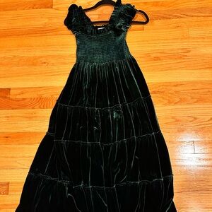 Hill House Home Ellie nap dress, green velvet size XXS